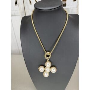 Vintage Agatha Paris Gold Tone Chunky Pearl Chain Collar Necklace Statement